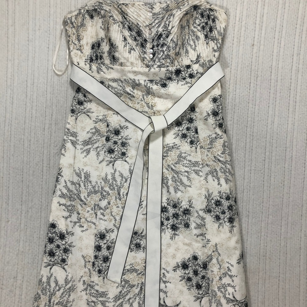 White House Black Market Floral Print Strapless Dress Belted Size‎ 8